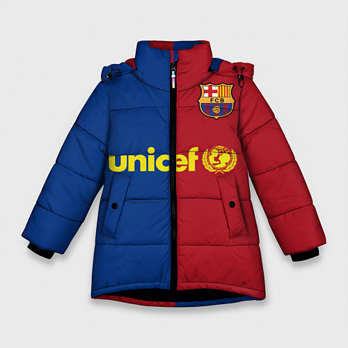 Зимняя куртка для девочки Форма Barcelona Messi / 3D-Черный – фото 1