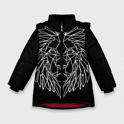 Куртка зимняя для девочки Лев геометрический, цвет: 3D-красный