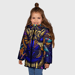 Куртка зимняя для девочки Король волков, цвет: 3D-черный — фото 2