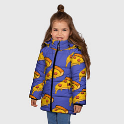 Куртка зимняя для девочки Кусочки пиццы, цвет: 3D-черный — фото 2
