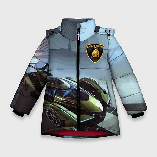 Зимняя куртка для девочки Lamborghini - motorsport extreme / 3D-Красный – фото 1