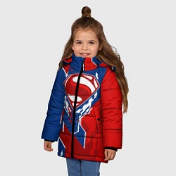 Куртка зимняя для девочки Знак Супермен, цвет: 3D-светло-серый — фото 2