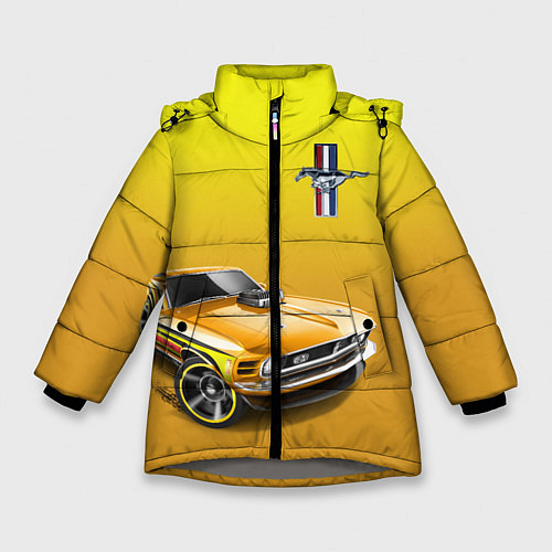 Зимняя куртка для девочки Ford mustang - motorsport / 3D-Светло-серый – фото 1