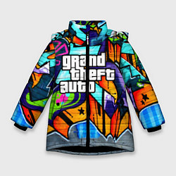 Куртка зимняя для девочки GTA, цвет: 3D-черный