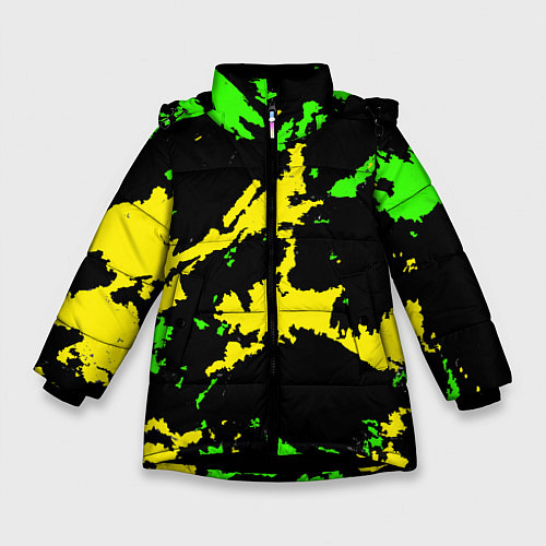 Зимняя куртка для девочки Желто-зеленый / 3D-Черный – фото 1