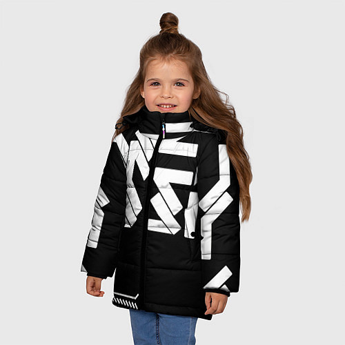 Зимняя куртка для девочки КИБЕРПАНК СИМВОЛ / 3D-Светло-серый – фото 3