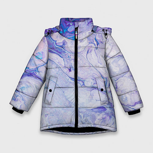 Зимняя куртка для девочки Разводы сиреневой краской / 3D-Черный – фото 1