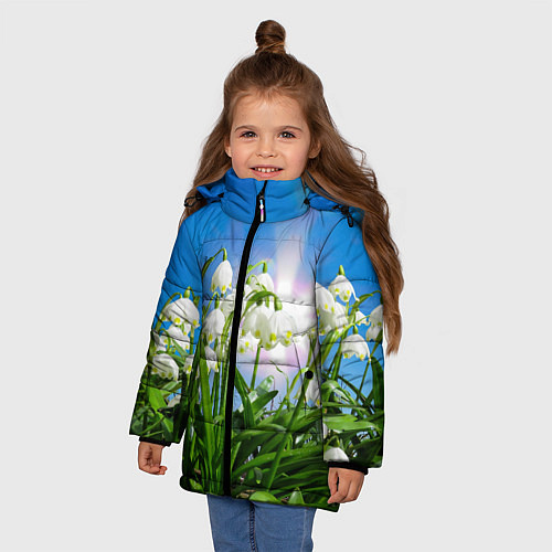 Зимняя куртка для девочки Подснежники / 3D-Светло-серый – фото 3