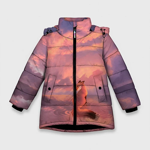 Зимняя куртка для девочки Лиса и небеса 2 / 3D-Черный – фото 1