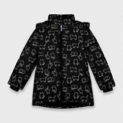Куртка зимняя для девочки Cats, цвет: 3D-черный