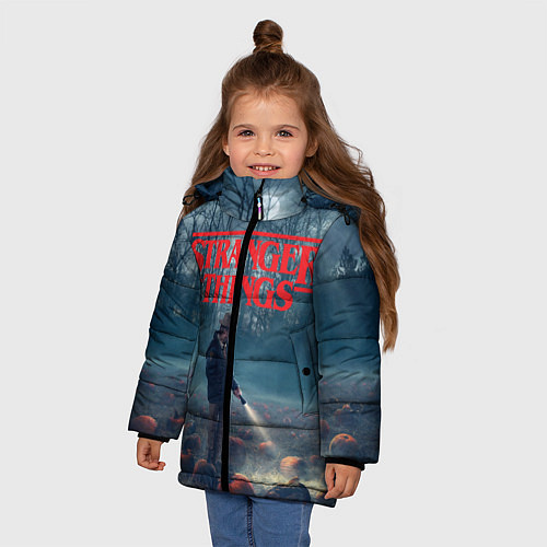 Зимняя куртка для девочки Stranger Things / 3D-Светло-серый – фото 3