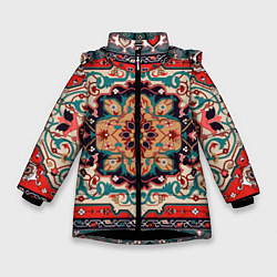 Куртка зимняя для девочки Текстура ковра, цвет: 3D-черный