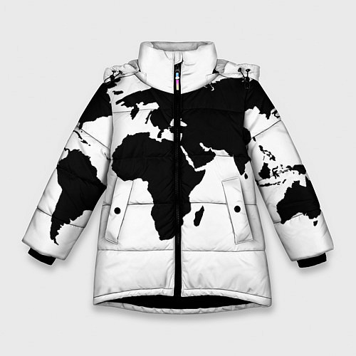 Зимняя куртка для девочки Весь мир / 3D-Черный – фото 1