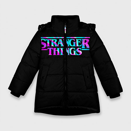 Зимняя куртка для девочки Очень странные дела / 3D-Черный – фото 1