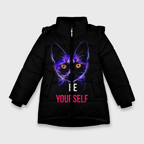Зимняя куртка для девочки Кот / 3D-Черный – фото 1