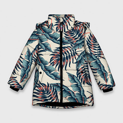 Зимняя куртка для девочки Тихие тропики / 3D-Черный – фото 1