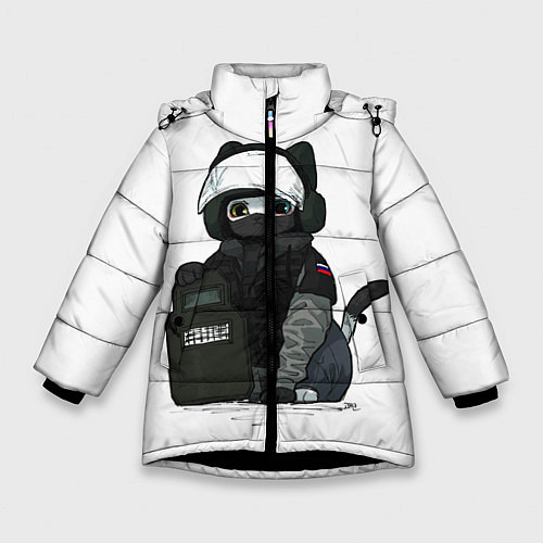 Зимняя куртка для девочки Котик / 3D-Черный – фото 1