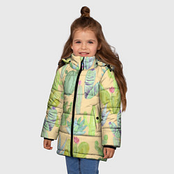 Куртка зимняя для девочки Кактусы в пустыне, цвет: 3D-черный — фото 2