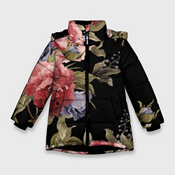 Зимняя куртка для девочки Цветы