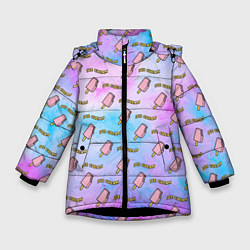 Куртка зимняя для девочки BLACKPINK ICE CREAM, цвет: 3D-черный