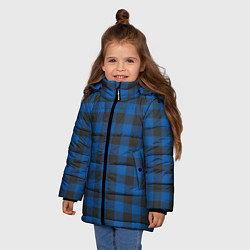 Куртка зимняя для девочки Синяя клетка, цвет: 3D-черный — фото 2