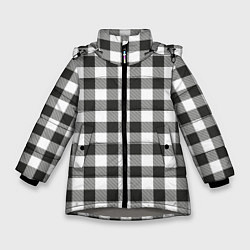 Куртка зимняя для девочки Черно-белая клетка, цвет: 3D-светло-серый