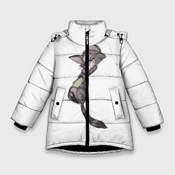 Куртка зимняя для девочки Милый котя, цвет: 3D-черный