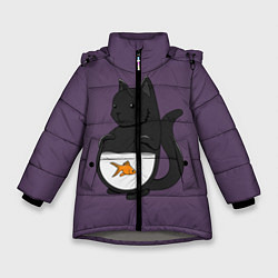 Зимняя куртка для девочки Довольный кот