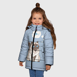 Куртка зимняя для девочки Голодный котейка, цвет: 3D-светло-серый — фото 2