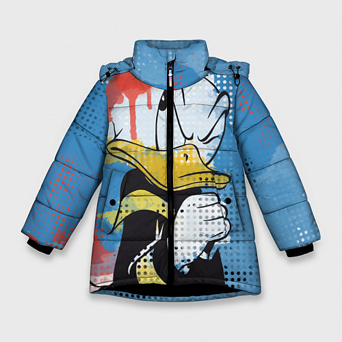 Зимняя куртка для девочки Дональд Дак / 3D-Черный – фото 1