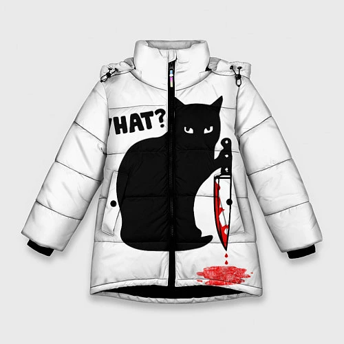 Зимняя куртка для девочки What Cat / 3D-Черный – фото 1