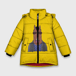 Куртка зимняя для девочки Конь БоДжек, цвет: 3D-красный