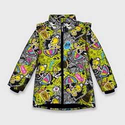 Куртка зимняя для девочки Твити, цвет: 3D-черный