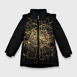 Куртка зимняя для девочки Ночная карта Парижа, цвет: 3D-черный