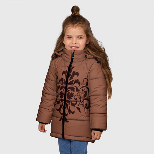 Зимняя куртка для девочки Симметричный узор / 3D-Красный – фото 3