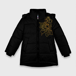 Куртка зимняя для девочки Золотая роза, цвет: 3D-черный