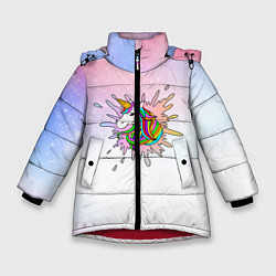 Куртка зимняя для девочки Единорог, цвет: 3D-красный