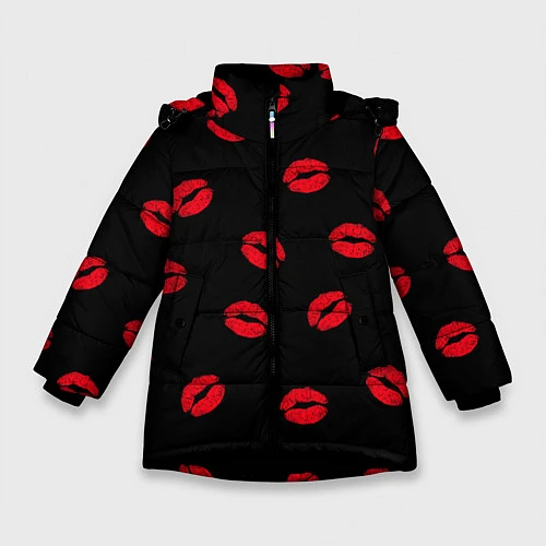 Зимняя куртка для девочки Поцелуи / 3D-Черный – фото 1