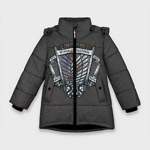 Зимняя куртка для девочки Атака на титанов / 3D-Черный – фото 1