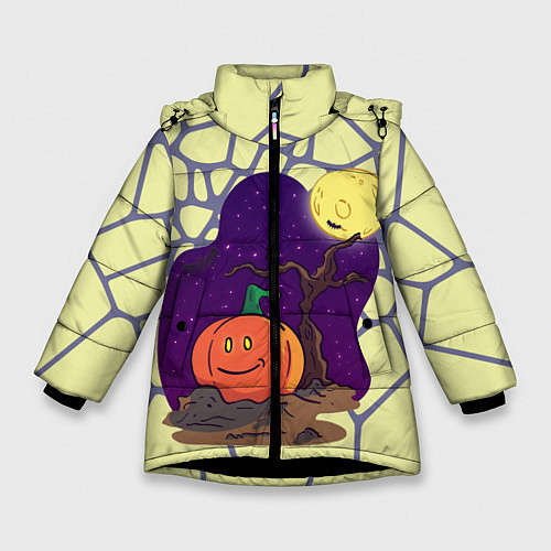 Зимняя куртка для девочки Halloween Мозайка / 3D-Черный – фото 1