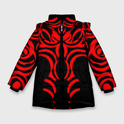 Куртка зимняя для девочки Узор, фэнтези, музыка, цвет: 3D-черный