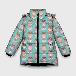 Куртка зимняя для девочки Совушки, цвет: 3D-черный