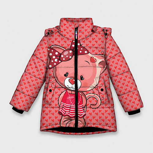 Зимняя куртка для девочки Котенок / 3D-Черный – фото 1