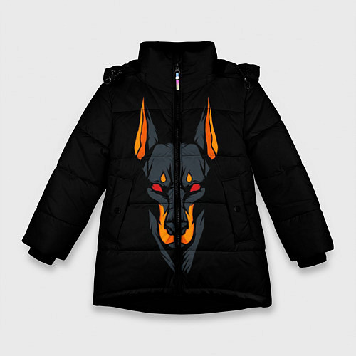 Зимняя куртка для девочки Доберман / 3D-Черный – фото 1