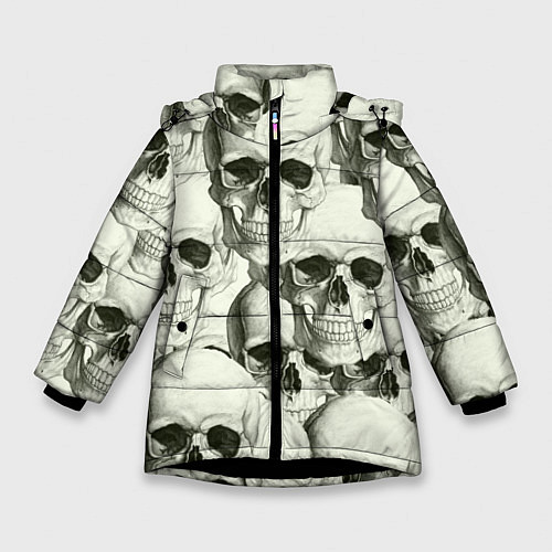 Зимняя куртка для девочки Черепа 4 вариант / 3D-Черный – фото 1