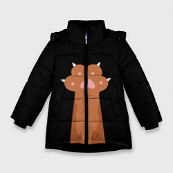 Куртка зимняя для девочки Лапа медведя, цвет: 3D-черный