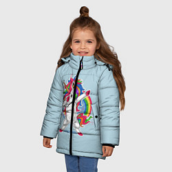 Куртка зимняя для девочки Единорог Dab, цвет: 3D-черный — фото 2