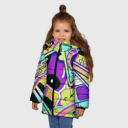 Куртка зимняя для девочки Alien, цвет: 3D-черный — фото 2