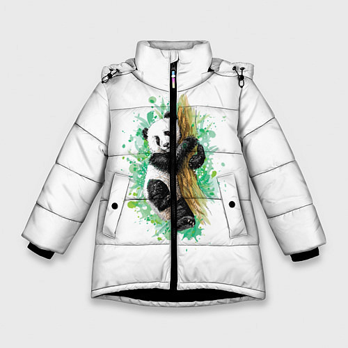 Зимняя куртка для девочки Панда / 3D-Черный – фото 1
