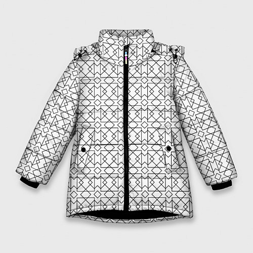 Зимняя куртка для девочки Геометрический узор / 3D-Черный – фото 1